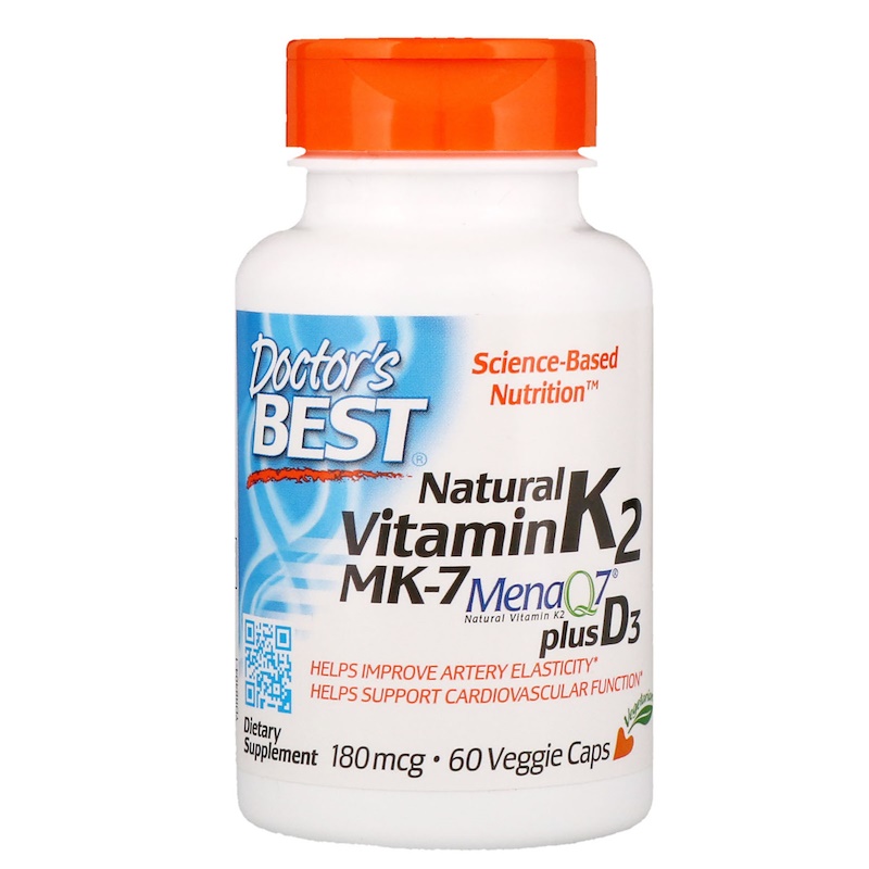Doctor's Best Natural Vitamin K2 Plus D3 180mcg 60 Capsules