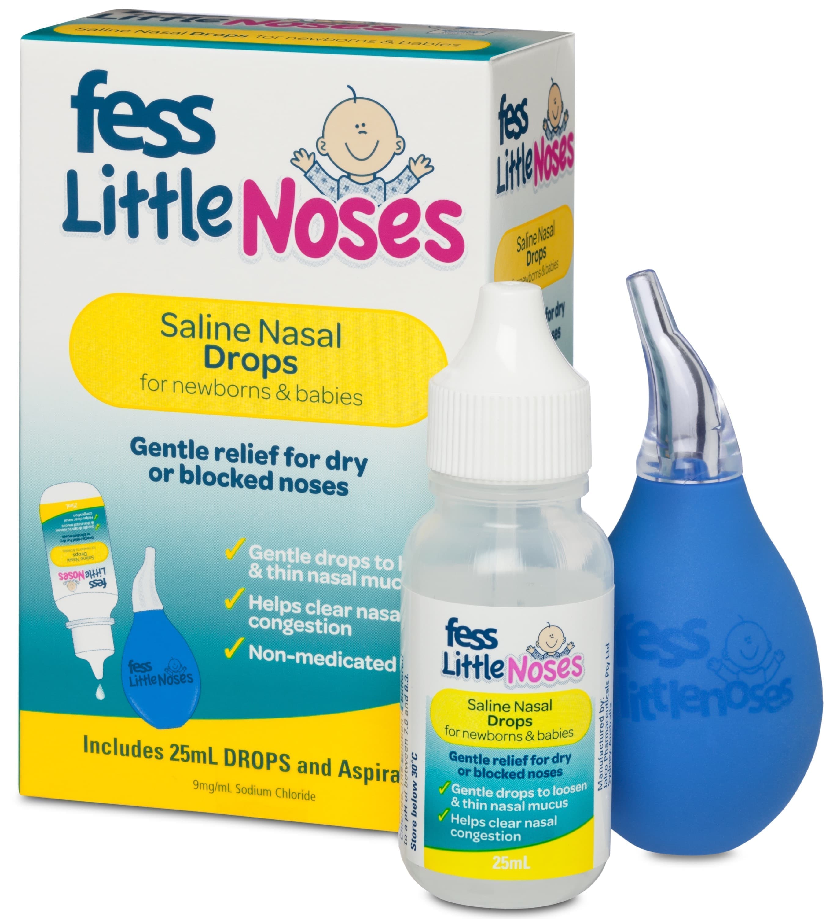 Fess Little Noses Saline Drops 25ml and Aspirator