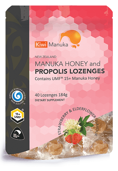 Kiwi Manuka Honey 40 Lozenges - Strawberry & Elderflower
