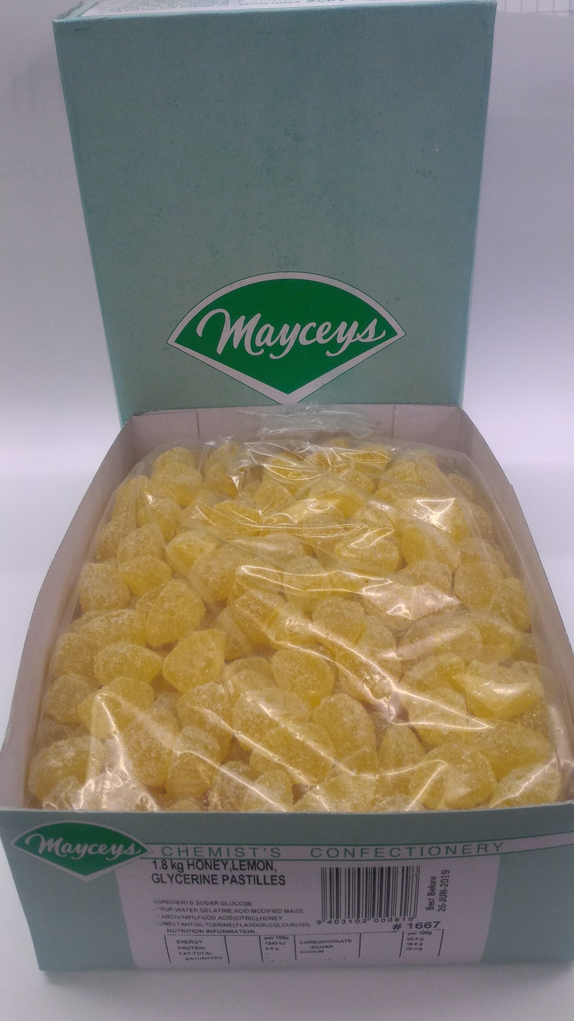 Mayceys Honey Lemon 1.8kg Per Box
