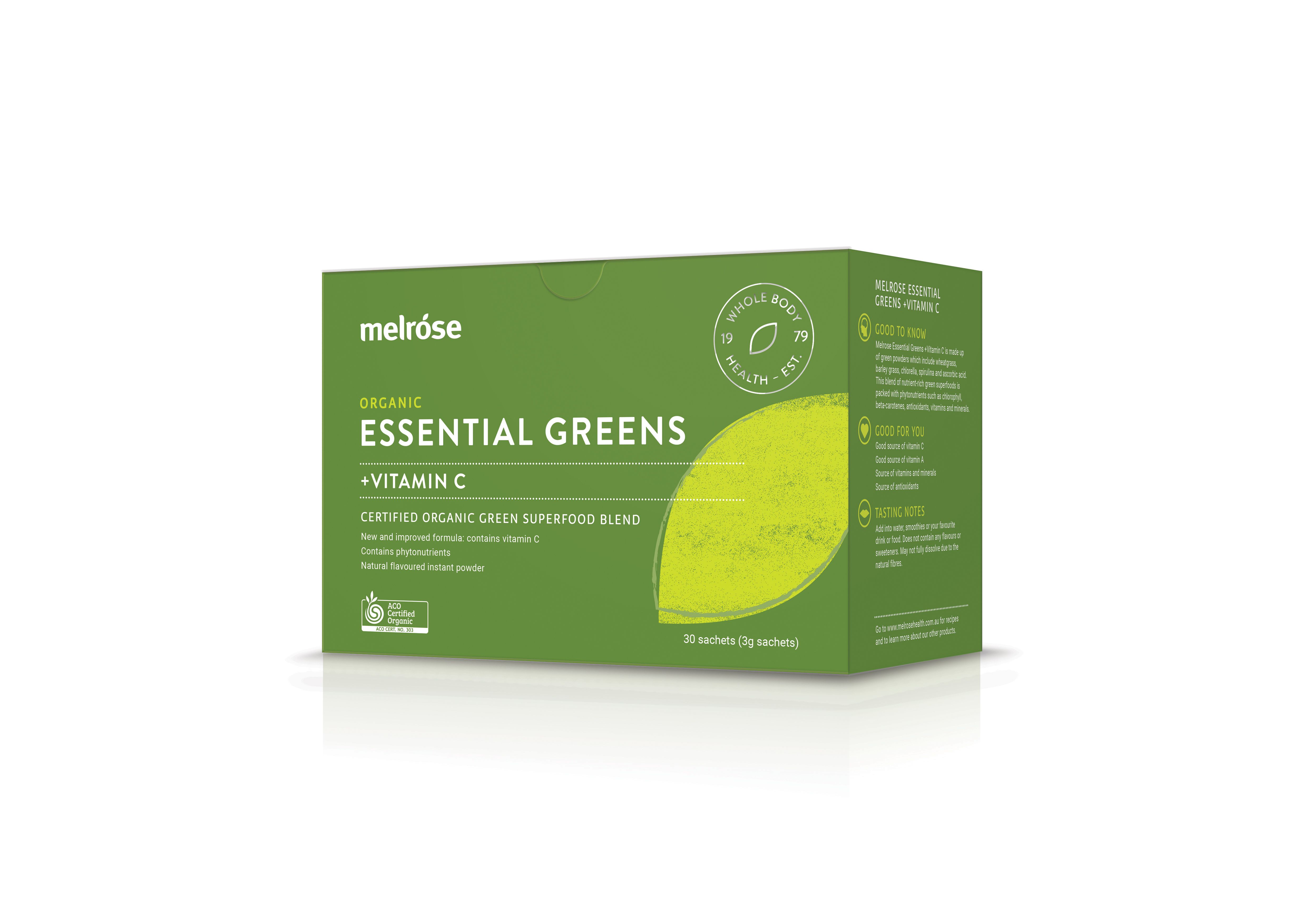 Melrose Organic Essential Greens with Vitamin C 30 x 3g Sachets