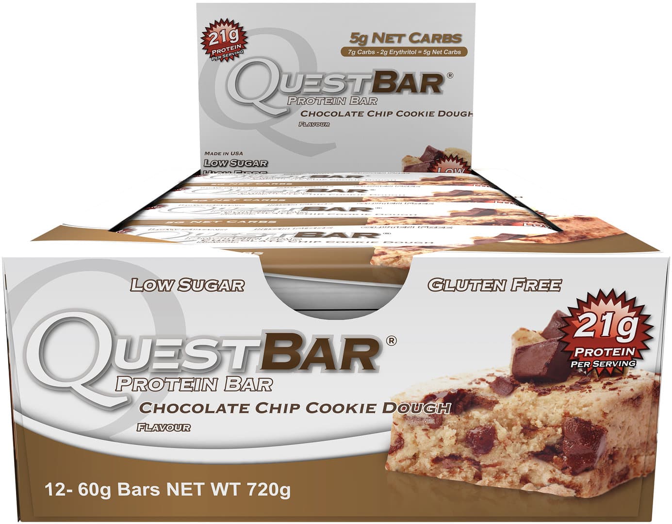 Quest Protein Bar (12 per box) - Chocolate Chip Cookie Dough