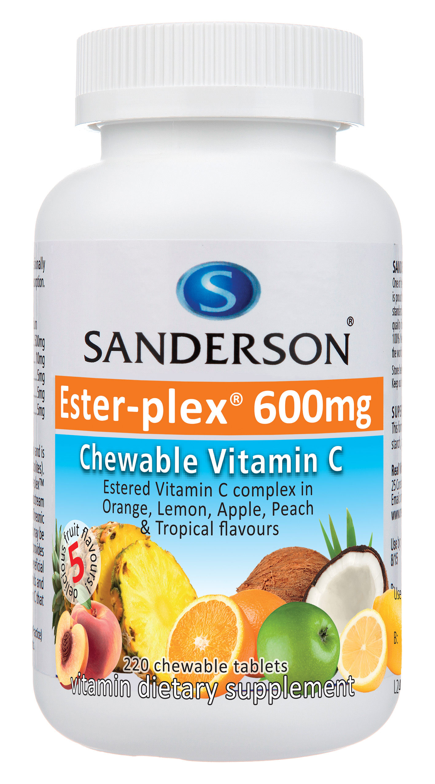 Sanderson Ester-Plex Vitamin C 600mg Fruit Chewable 220 Tablets