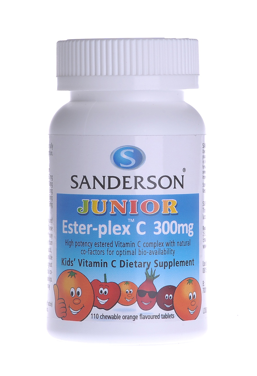 Sanderson Junior Ester-plex C 300mg Orange 110 Chewable Tablets