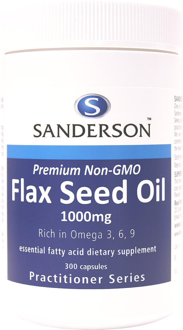 Sanderson Premium Organic Flax Seed Oil 1000mg 300 Capsules